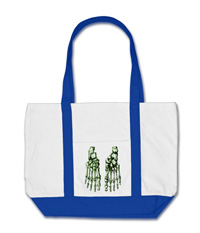 Bags with images of the bones of the human foot