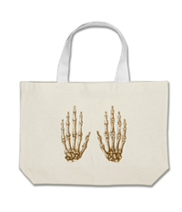 Bones of the human hand on bags