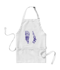 Aprons with bones of the human foot