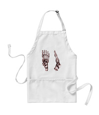 Aprons with bones of the human foot