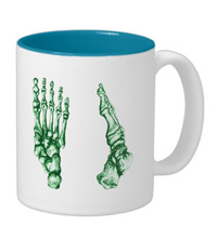 Mugs with colourful bones of the human foot