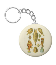 Keychains with fish designs, based on the drawings of Ernst Haeckel