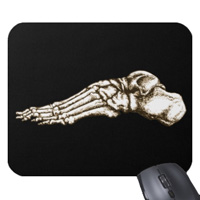 Mouse mats (mouse pads) with bones of the human foot
