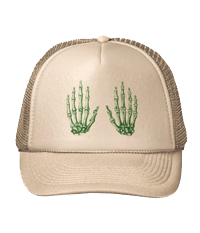 Bones of the human hand on hats
