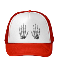 Bones of the human hand on hats