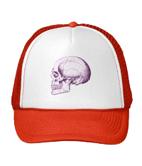 Details of the human skull singularly and in groups, in various colors and arrangements. trucker hats