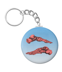 Keychains with bones of the human foot
