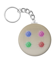 Keychains with microsopic creature designs, based on the drawings of Ernst Haeckel