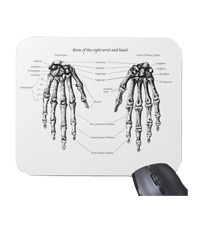 Bones of the human hand mouse mats