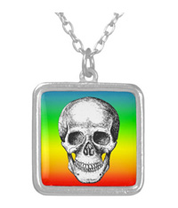Details of the human skull singularly and in groups, in various colors and arrangements. pendants
