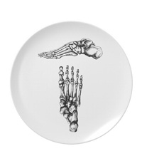 Party Plates with human foot bone designs