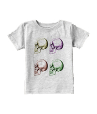 Deatails of the human skull singularly and in groups, in various colors and arrangements. Kid's t-shirts