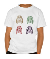 Human thorax bones of kid's t-shirt